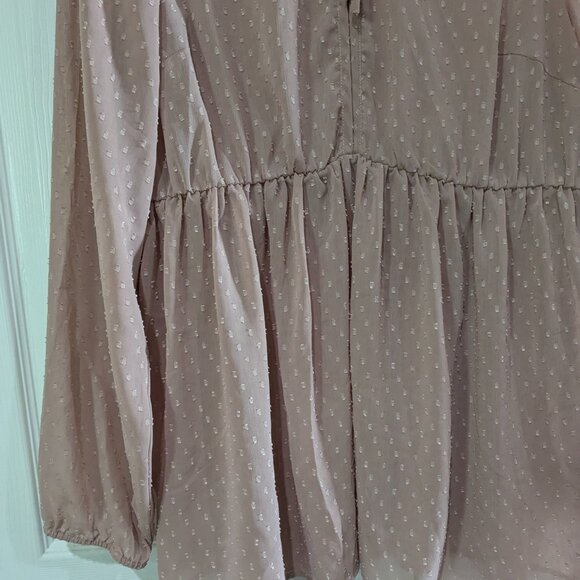 Torrid Women's Sheer Dusty Pink Tunic, Size 2, Peplum Style, Vneck, Long Sleeve - Picture 4 of 16